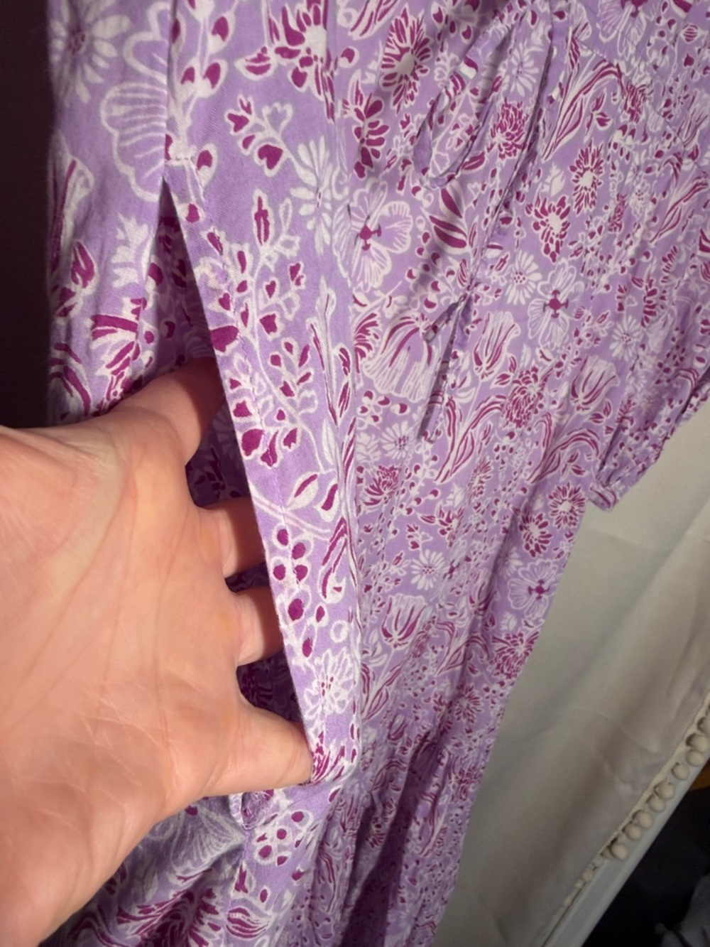 Olivia James Lydia Garden Floral Purple Drawstring Prairie Midi Dress Small - Picture 6 of 8